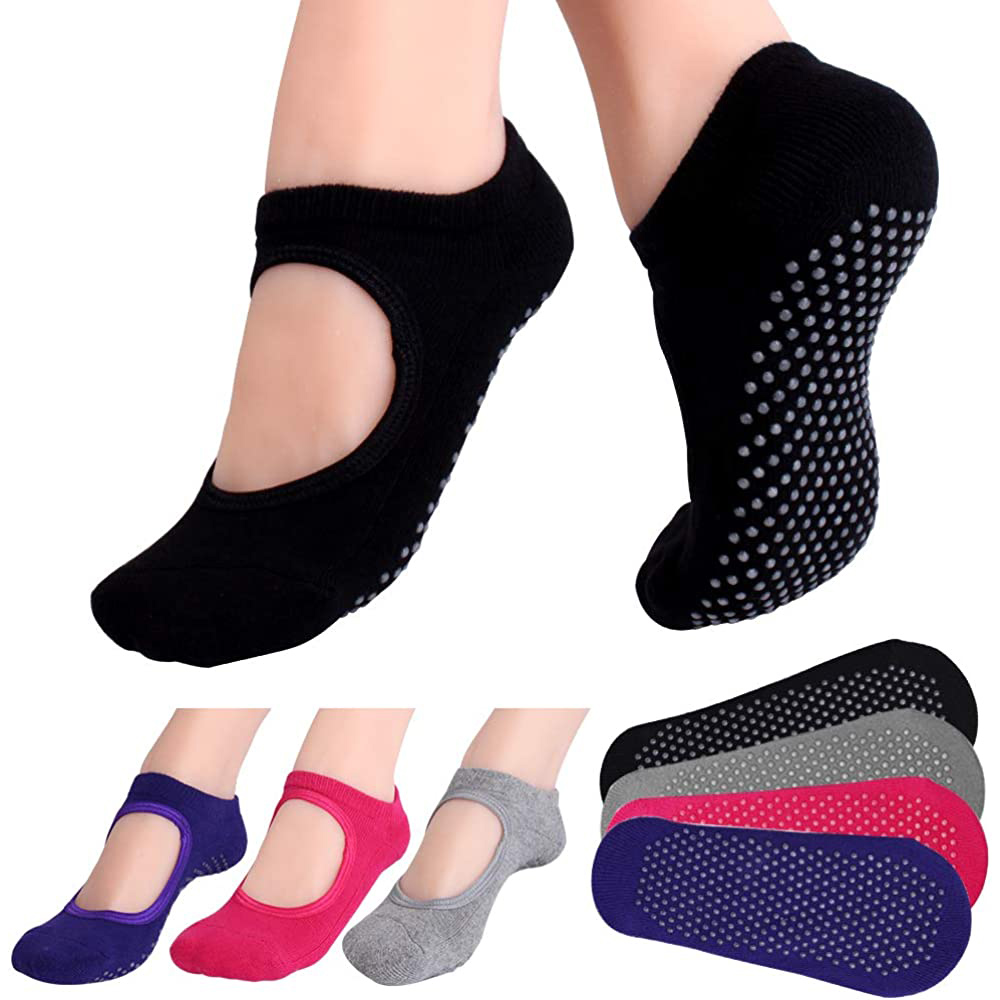 Pilates Yoga Grip Socks - バックレスノンスリップフィットネスピラティスソックス綿女性スポーツヨガソックスバレエダンススリッパ裸足靴下ワークアウトジム用