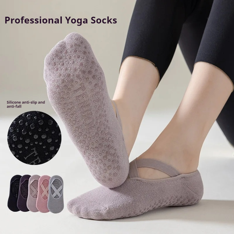 Medias Para Pilates Y Yoga - プロフェッショナル女性ヨガソックスシリコーン滑り止めバレエピラティスソックス女性背中の開いた通気性包帯ダンススポーツソックス