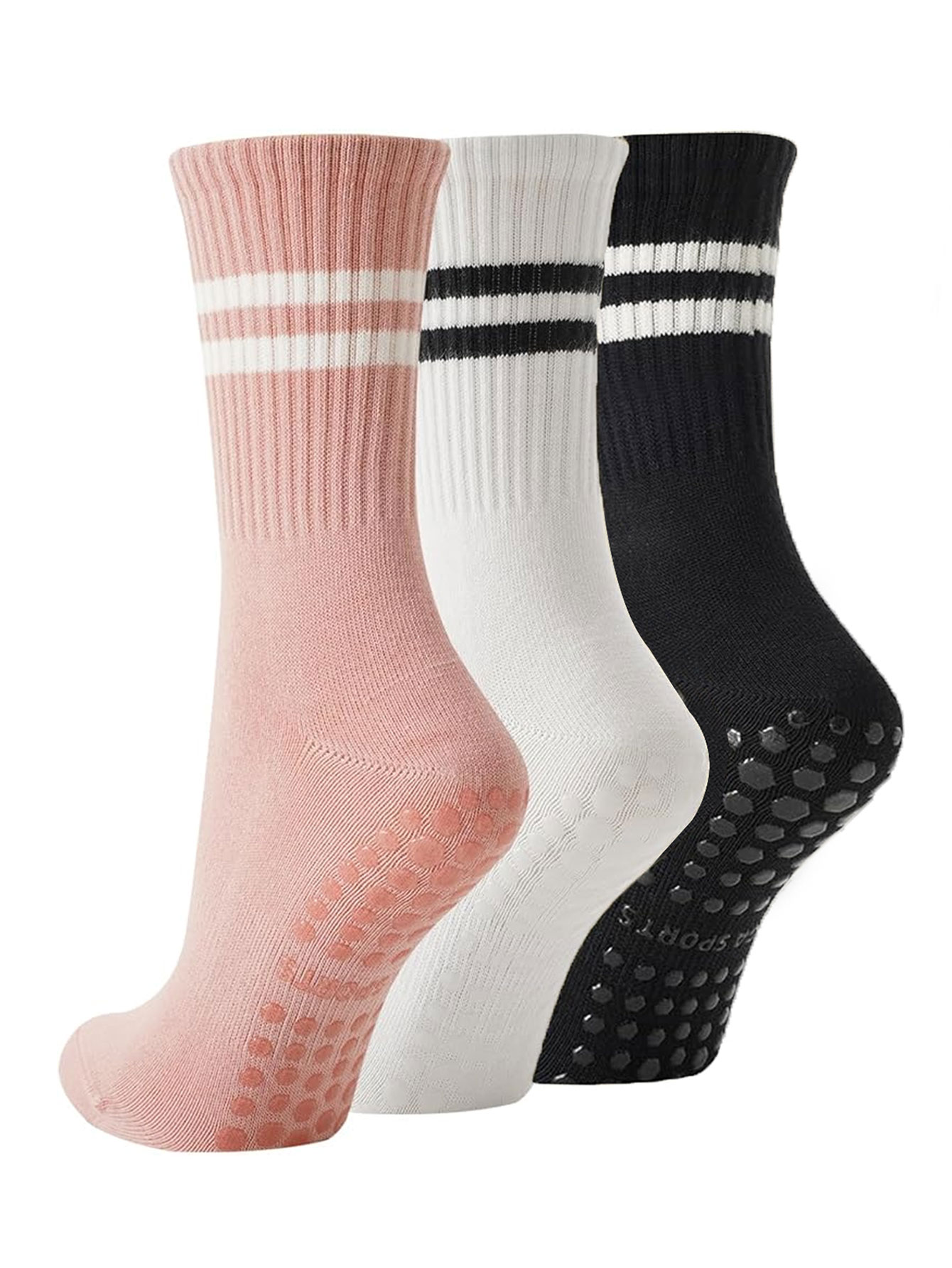 3足組のヨガソックス、滑り止め付きプロフェッショナル女性用ピ - Pilates Yoga Grip Socks のレビューと価格