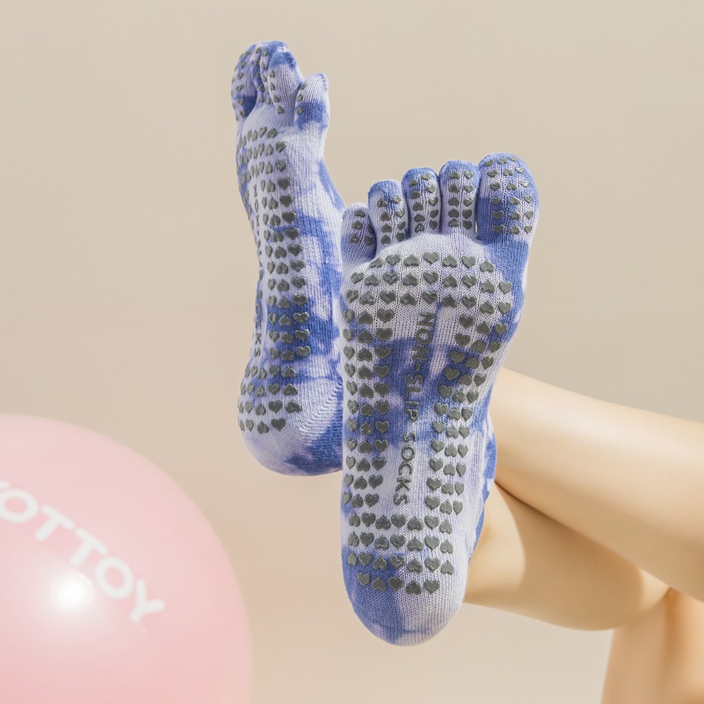 タイダイ柄の女性用5本指グリップソックス、ヨガ、ピラティス、 - Pilates Yoga Grip Socks のレビューと価格