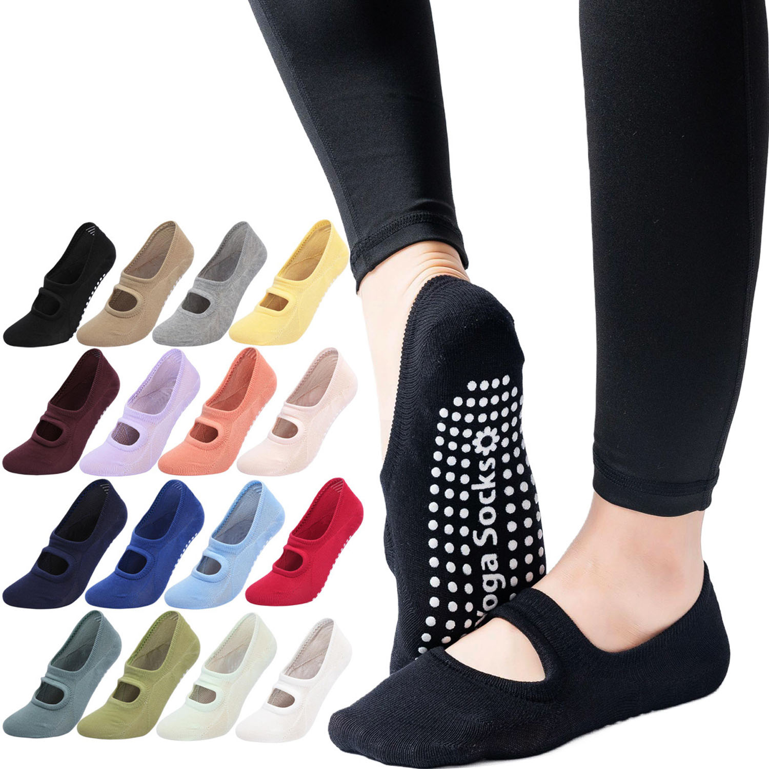 高品質の女性ヨガソックス滑り止め通気性バックレスピラティスソ - Pilates Yoga Grip Socks のレビューと価格