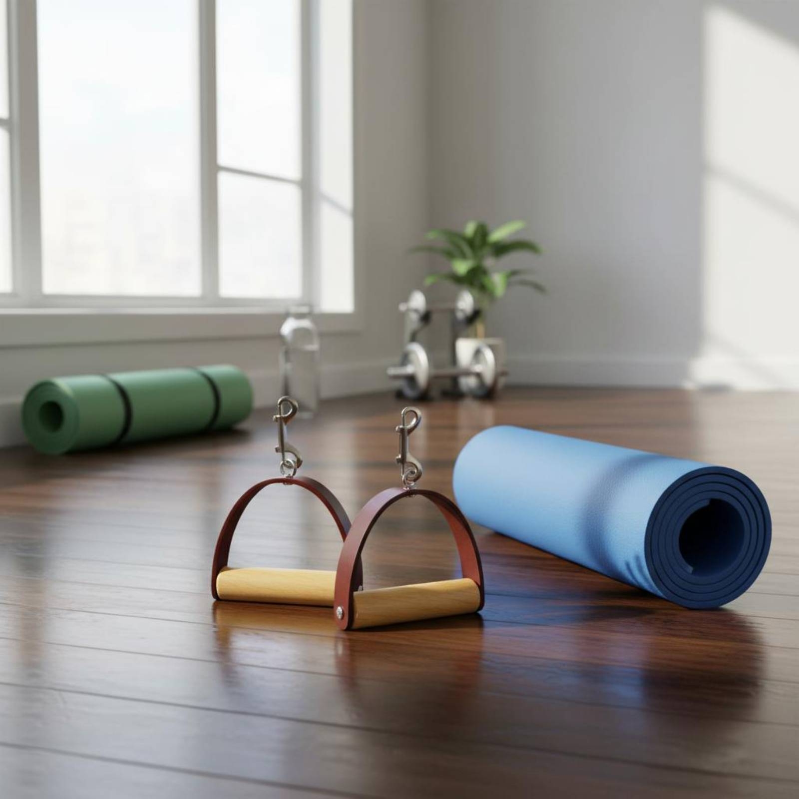 2個セット ピラティス レザーハンドル 木製グリップ 金属ク - Pilates & Yoga Vertebrasana のレビューと価格