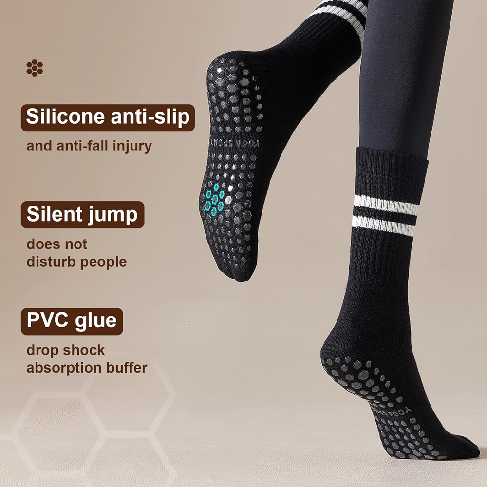 女性用グリップ付きヨガピラティスソックス、滑り止めグリップコ - Pilates Yoga Grip Socks のレビューと価格
