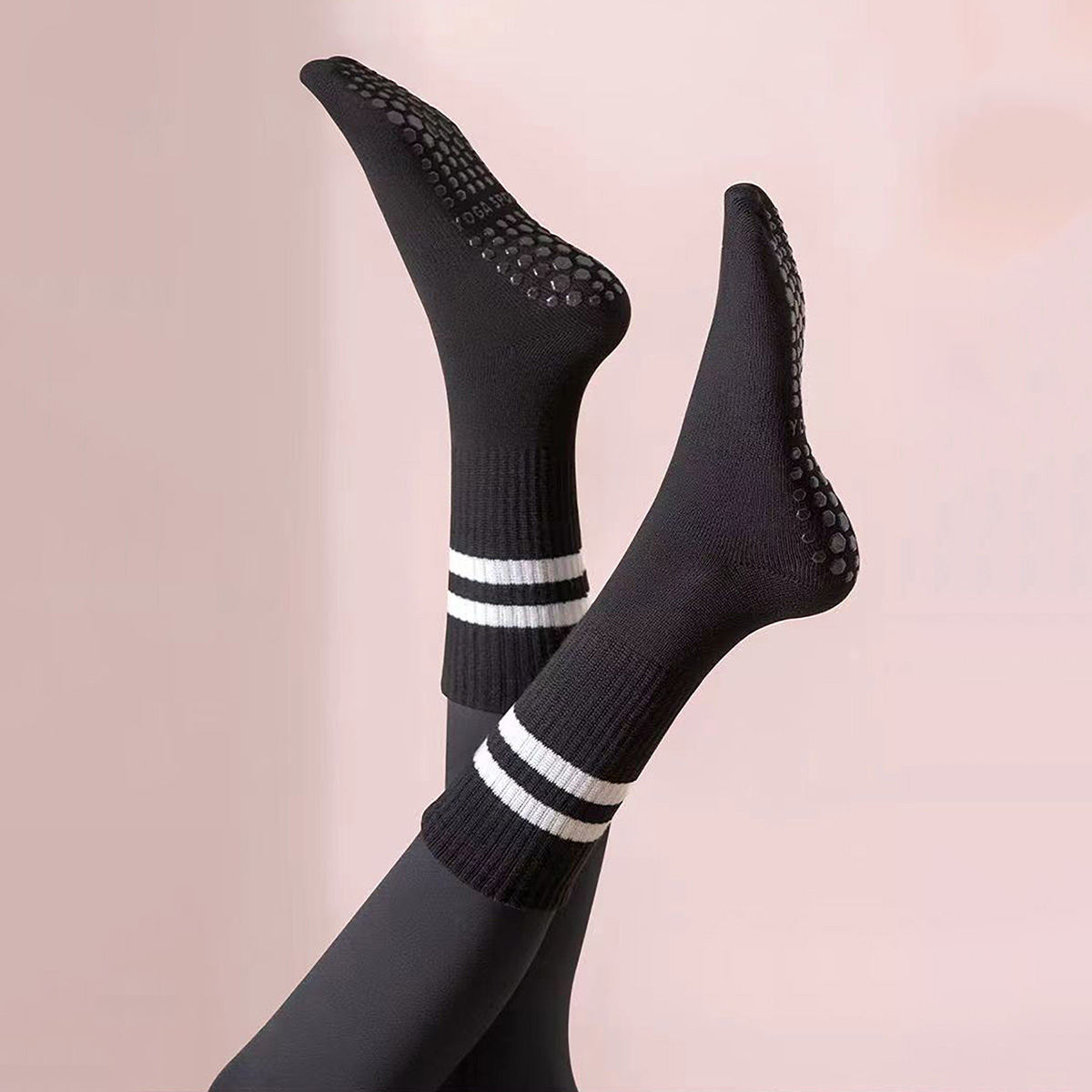 3足組 ロングヨガソックス 女性用 グリップ付き 滑り止めソ - Medias Para Pilates Y Yoga のレビューと価格